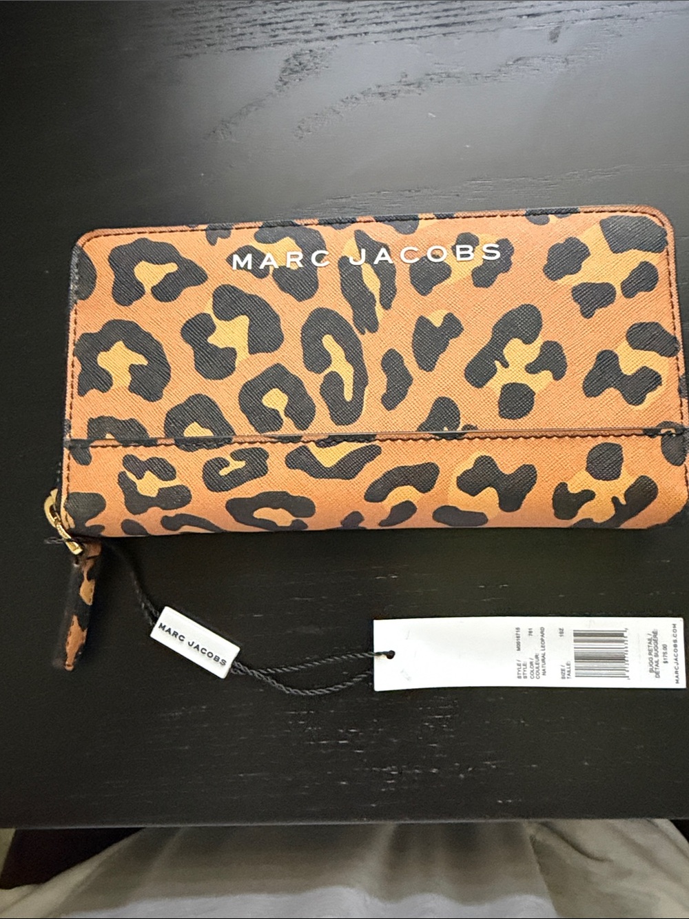 NEW Marc Jacobs Leopard Zip-Around Wallet - Brown and Black